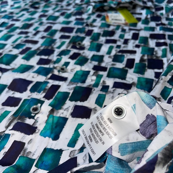 Robert Graham Geometric Blue and Green Shirt - Picture 3 of 8